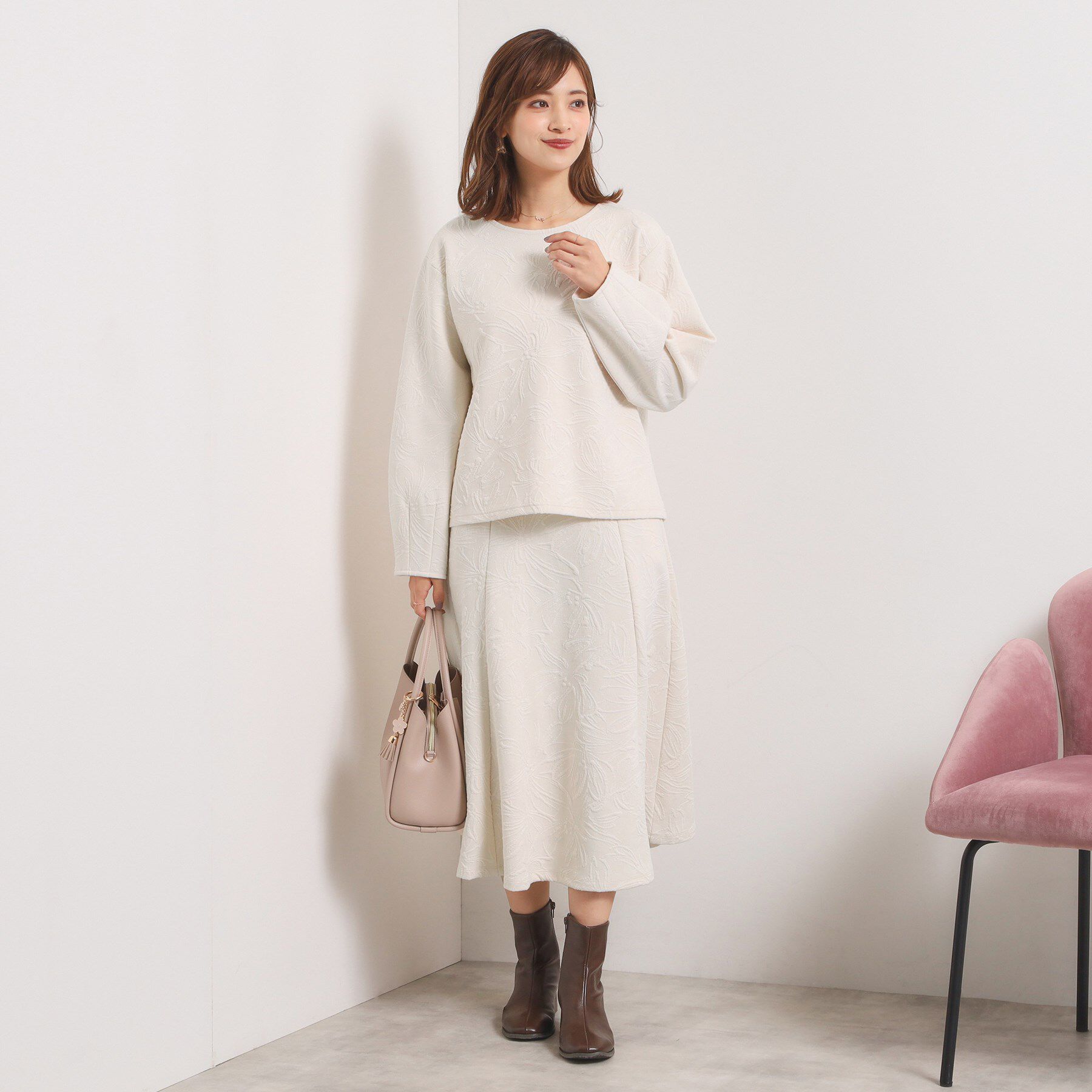 ITS&rsquo;DEMO「【洗濯機OK／セットアップ可】花柄ジャカードトップス」|Tシャツ・カットソー|