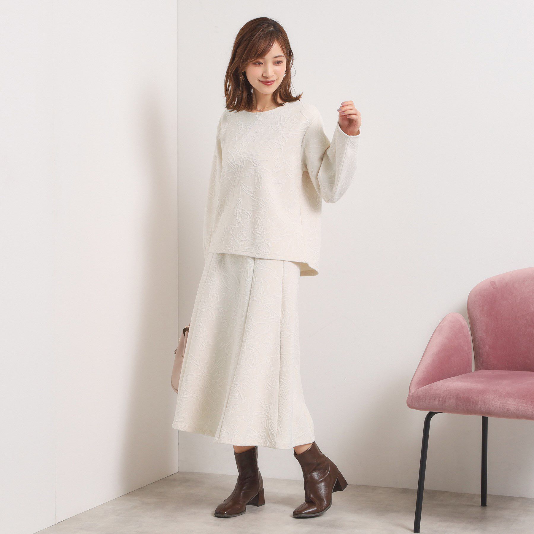 ITS&rsquo;DEMO「【洗濯機OK／セットアップ可】花柄ジャカードトップス」|Tシャツ・カットソー|