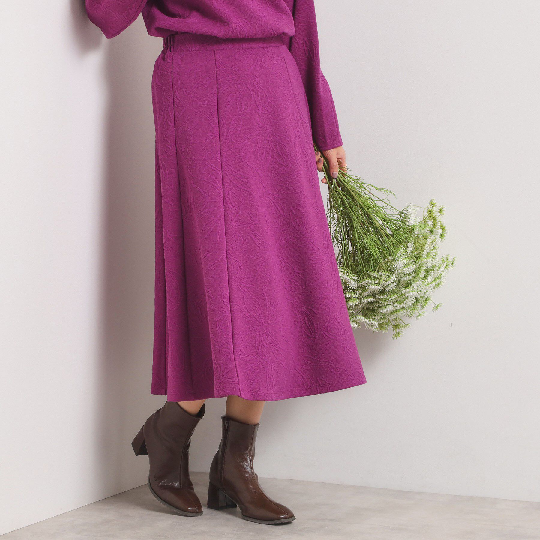 ITS&rsquo;DEMO「【手洗い可／セットアップ可】花柄ジャカードスカート」|スカート|