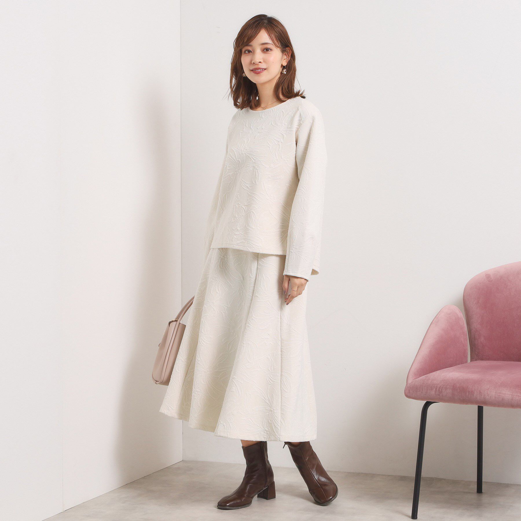 ITS&rsquo;DEMO「【手洗い可／セットアップ可】花柄ジャカードスカート」|スカート|