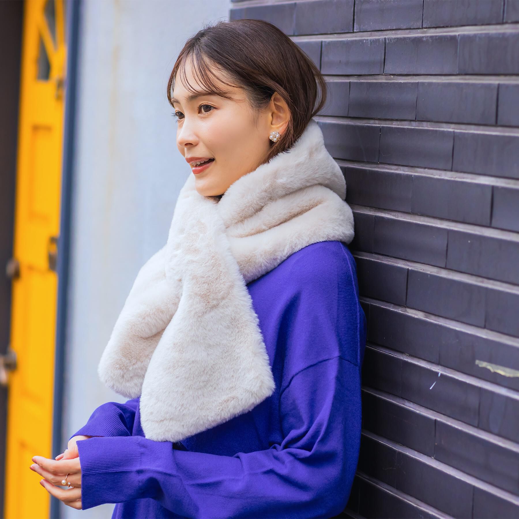 ITS&rsquo;DEMO「【手洗い可】ボリュームフェイクファーマフラー」|ストール|