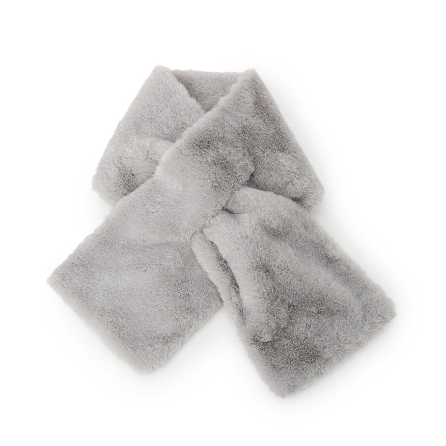 ITS&rsquo;DEMO「【手洗い可】ボリュームフェイクファーマフラー」|ストール|ライトグレー(011