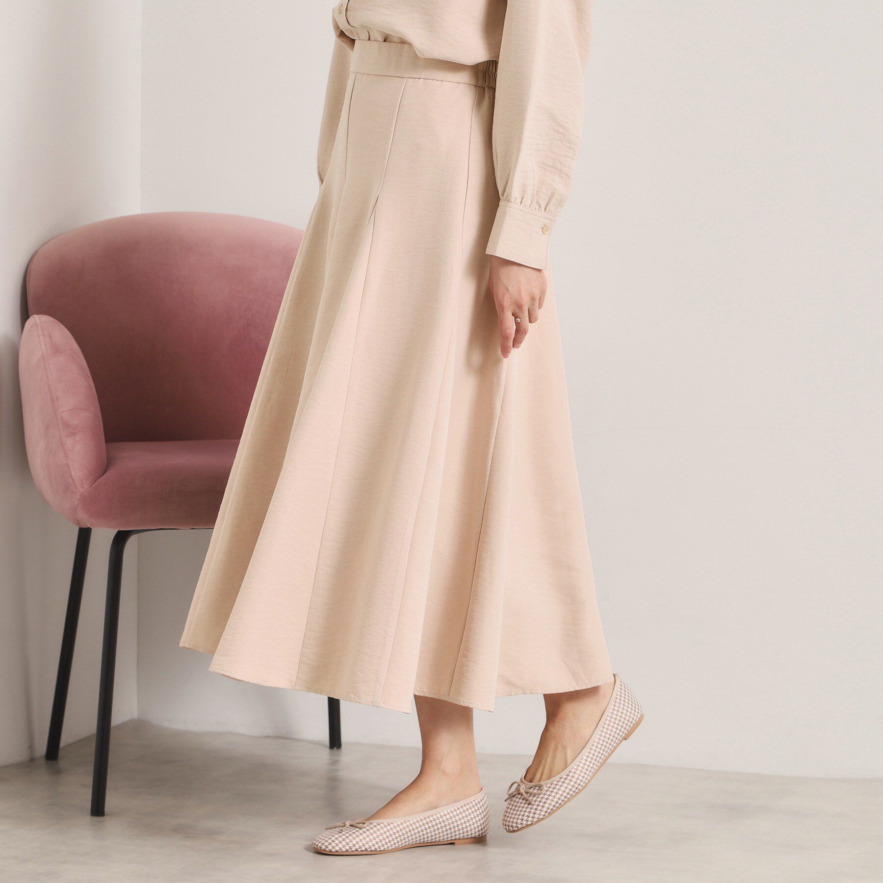 ITS&rsquo;DEMO「【手洗い可／セットアップ可】サテンピーチスカート」|スカート|