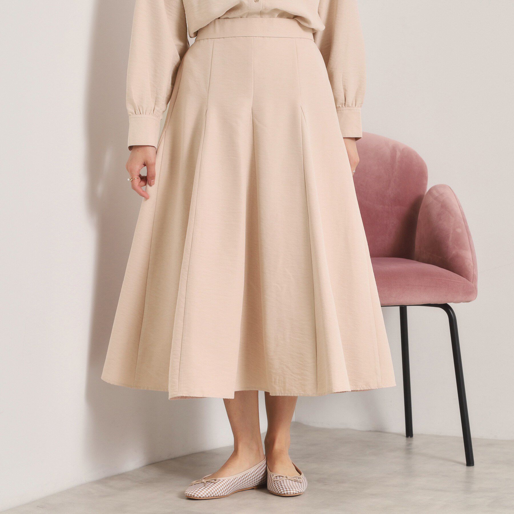 ITS&rsquo;DEMO「【手洗い可／セットアップ可】サテンピーチスカート」|スカート|ライトピンク(070