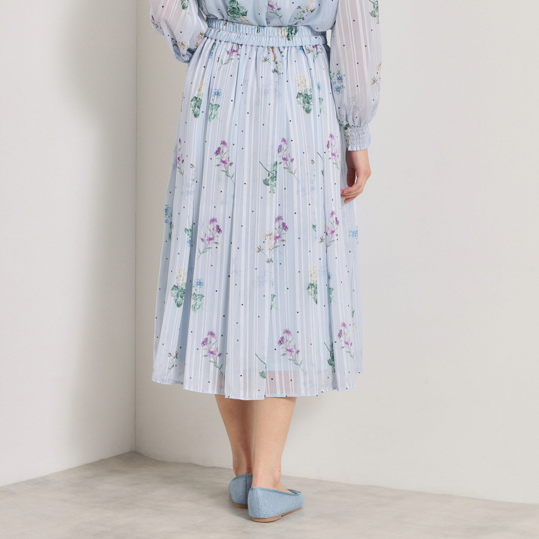 ITS&rsquo;DEMO「【手洗い可／セットアップ可】ラメストライプ花柄スカート」|スカート|