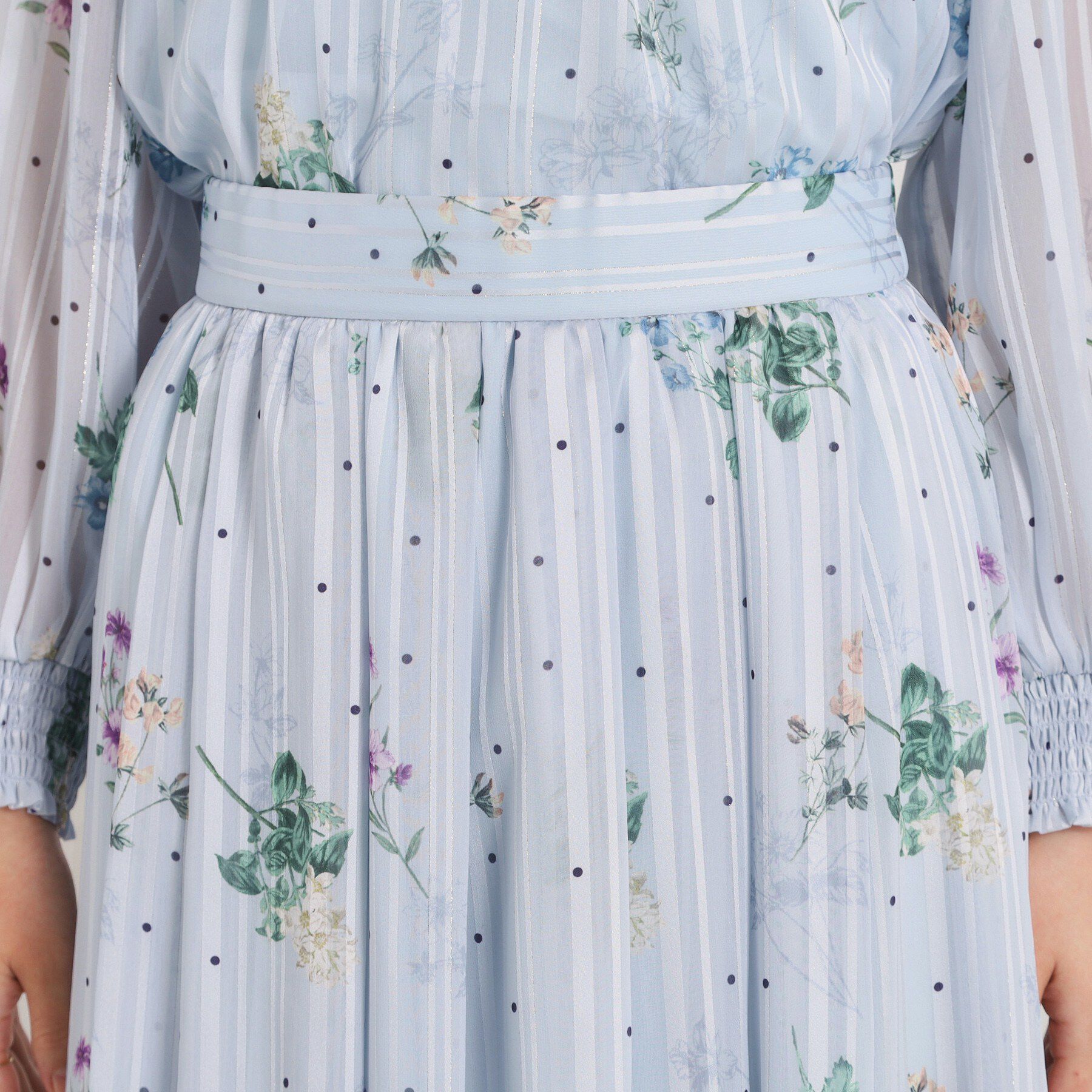 ITS&rsquo;DEMO「【手洗い可／セットアップ可】ラメストライプ花柄スカート」|スカート|