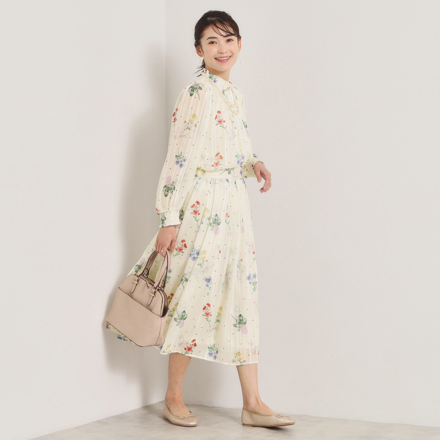 ITS&rsquo;DEMO「【手洗い可／セットアップ可】ラメストライプ花柄スカート」|スカート|