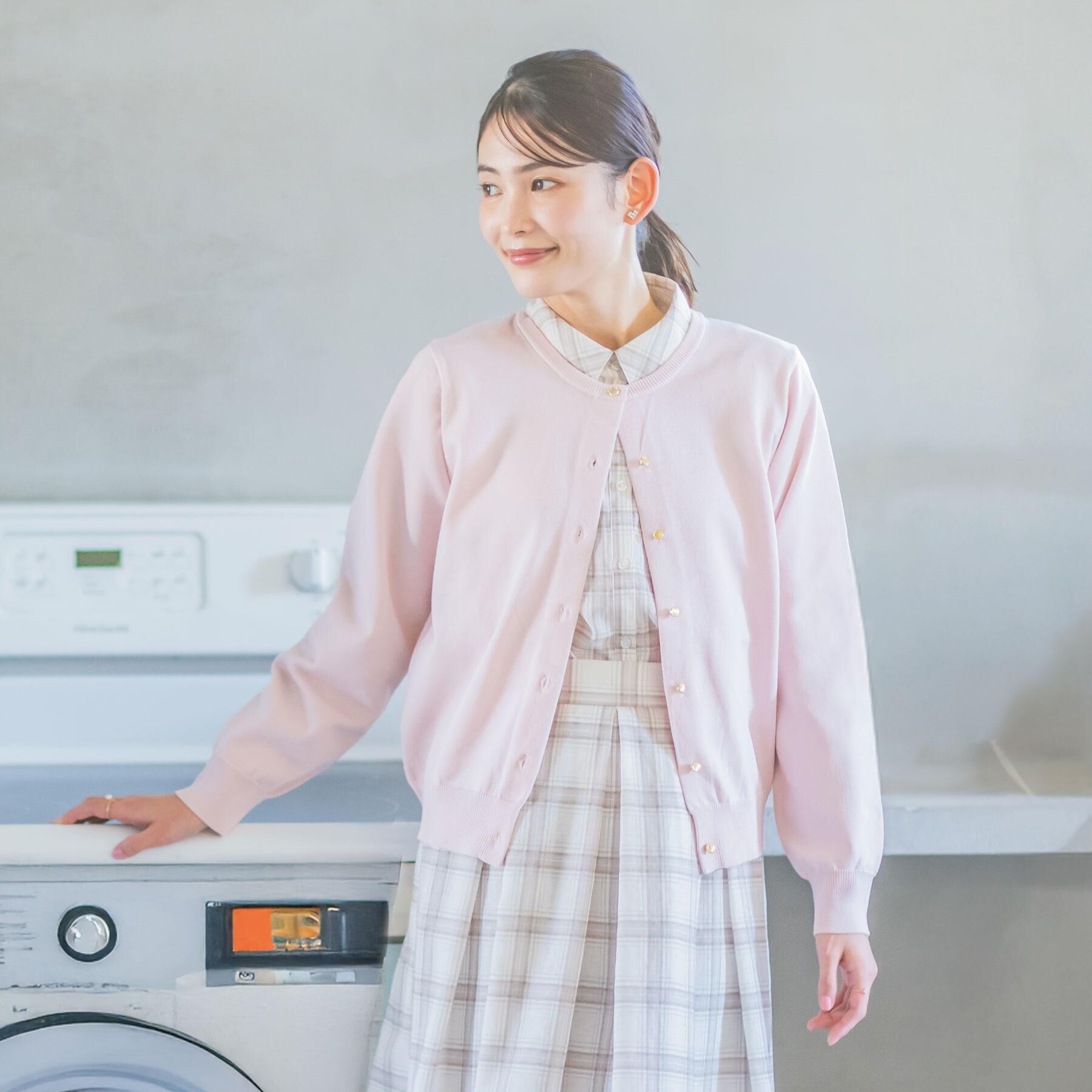 ITS&rsquo;DEMO「【繰り返し洗える／毛玉防止／洗濯機OK】タフニットクルーカーディガン」|カーディガン|