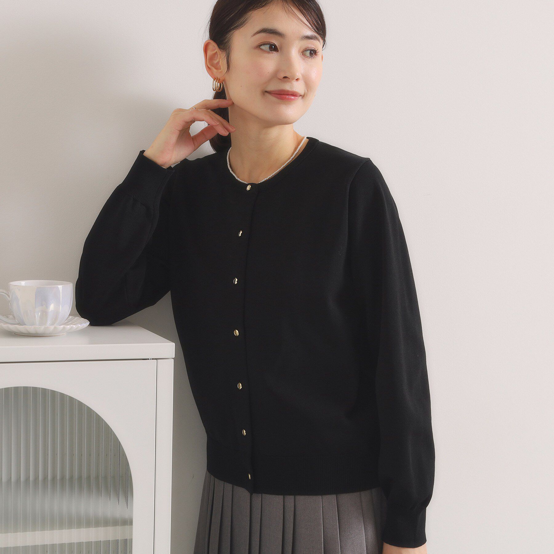 ITS&rsquo;DEMO「【繰り返し洗える／毛玉防止／洗濯機OK】タフニットクルーカーディガン」|カーディガン|