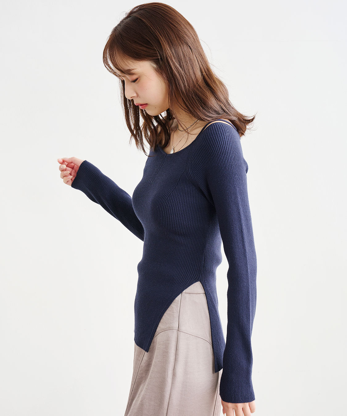 COCO DEAL「ゆるVネックリブニット」|ニット・セーター|