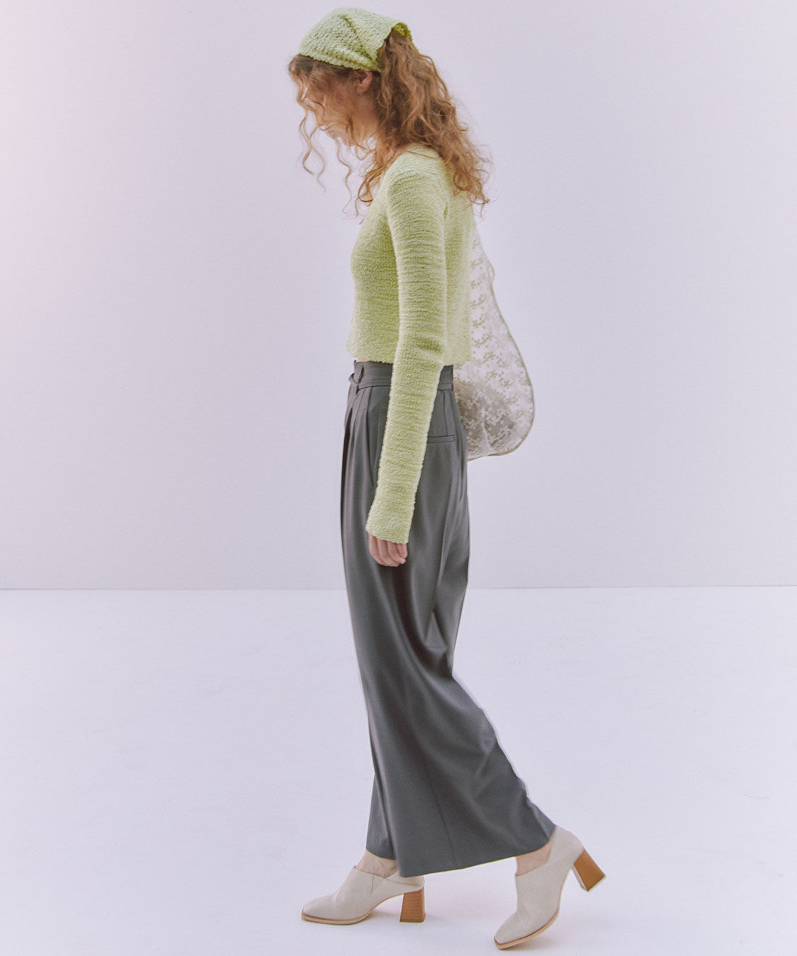 COCO DEAL「細ベルト付きタックワイドパンツ」|スラックス|