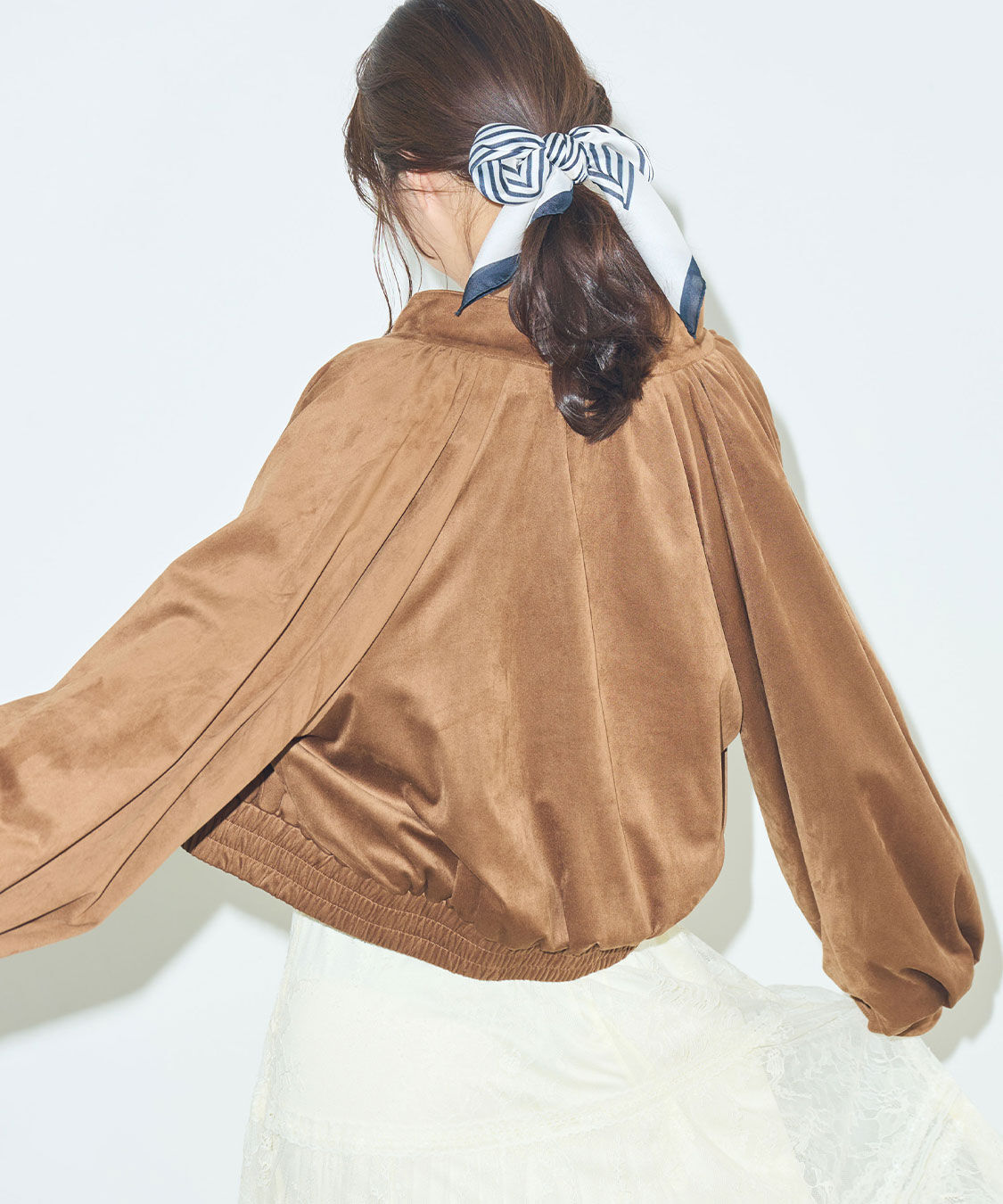 COCO DEAL「ギャザーボリュームスウェードブルゾン」|ブルゾン・スタジャン|