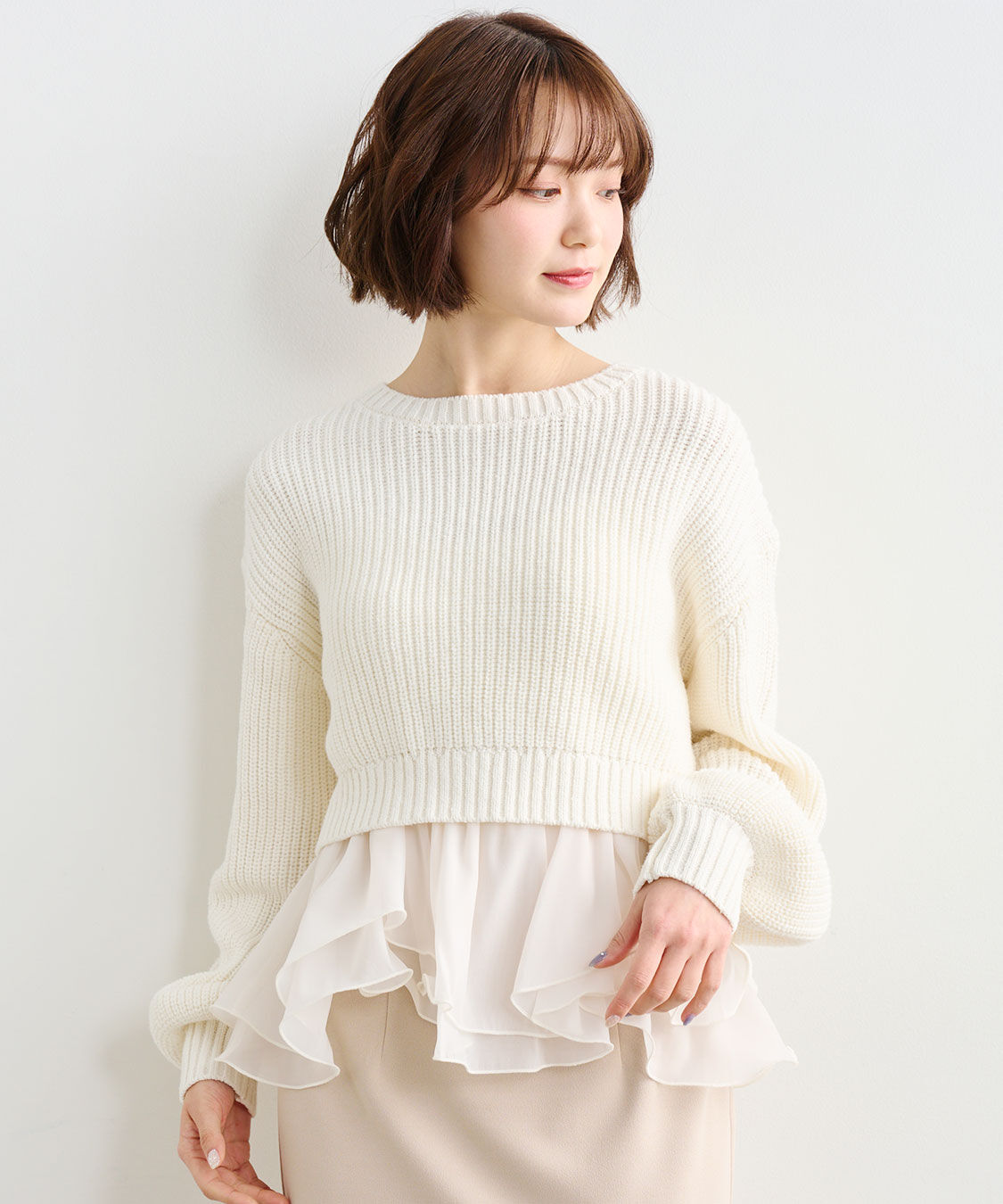 COCO DEAL「ペプラムブラウス&times;パフスリーブニットセット」|シャツ・ブラウス|