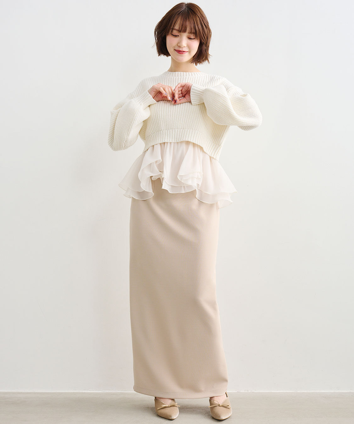 COCO DEAL「ペプラムブラウス&times;パフスリーブニットセット」|シャツ・ブラウス|