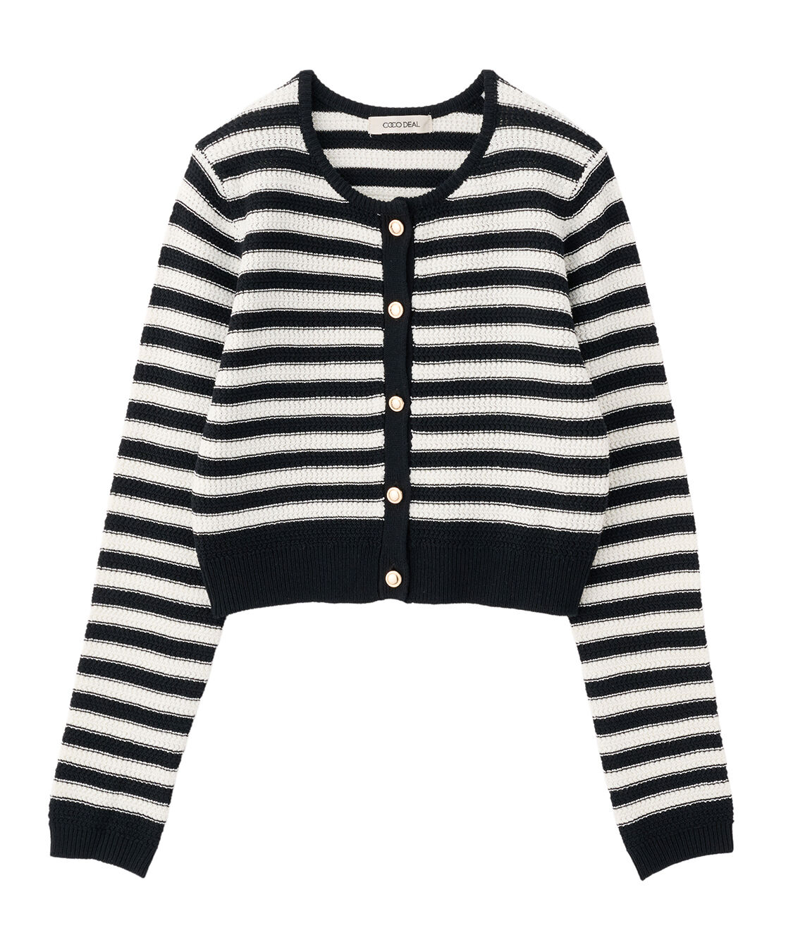 COCO DEAL「柄編みボーダーニットカーディガン」|ニット・セーター|