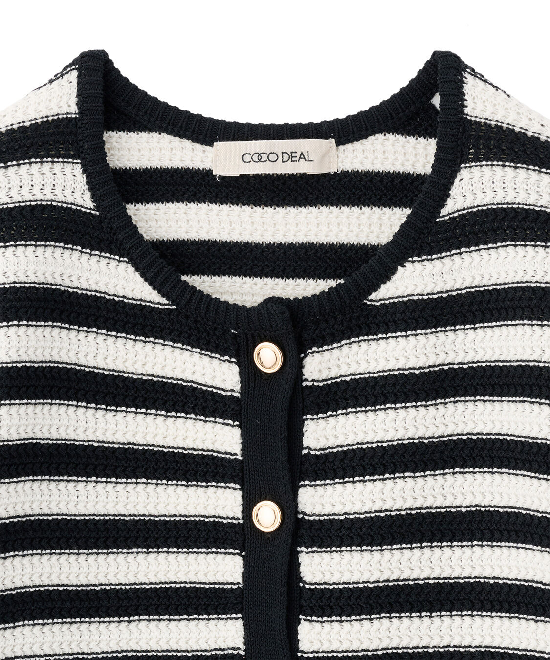 COCO DEAL「柄編みボーダーニットカーディガン」|ニット・セーター|