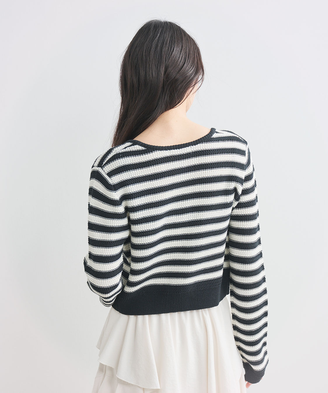 COCO DEAL「柄編みボーダーニットカーディガン」|ニット・セーター|