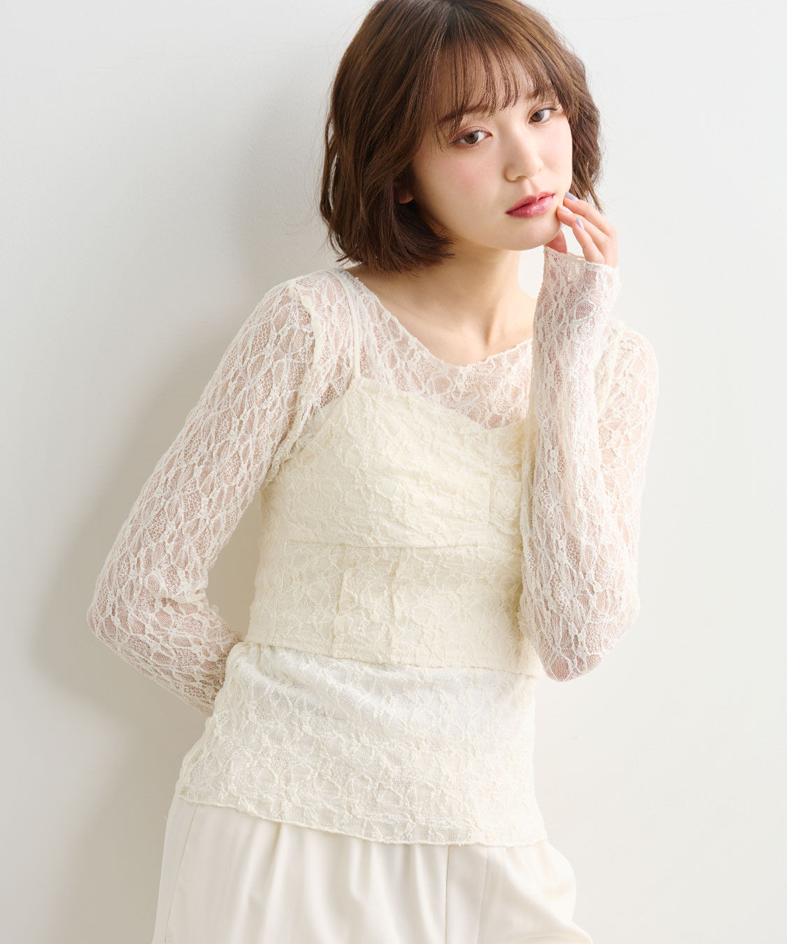 COCO DEAL「レースビスチェレイヤードトップス」|Tシャツ・カットソー|