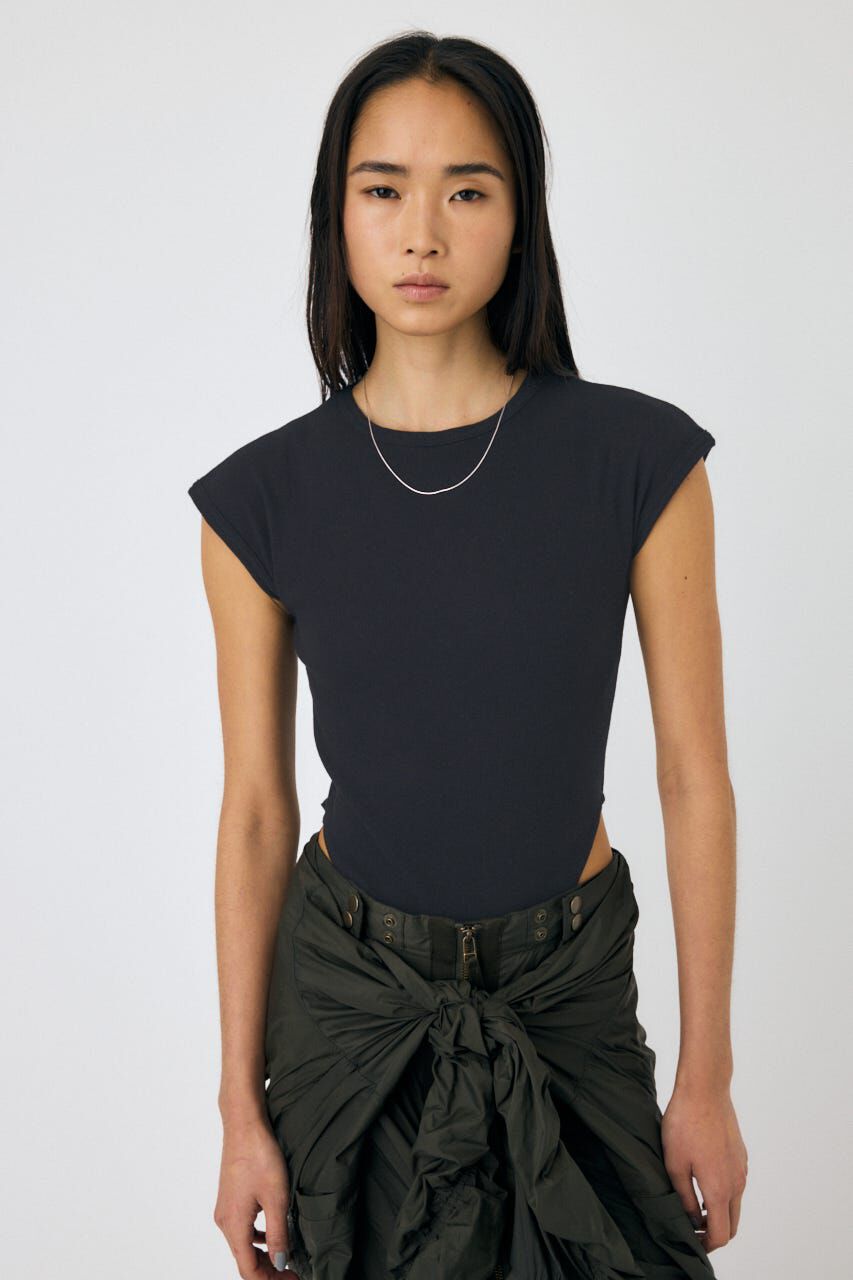 MOUSSY「BASIC RIB ボディスーツ」|Tシャツ・カットソー|L/BLK1
