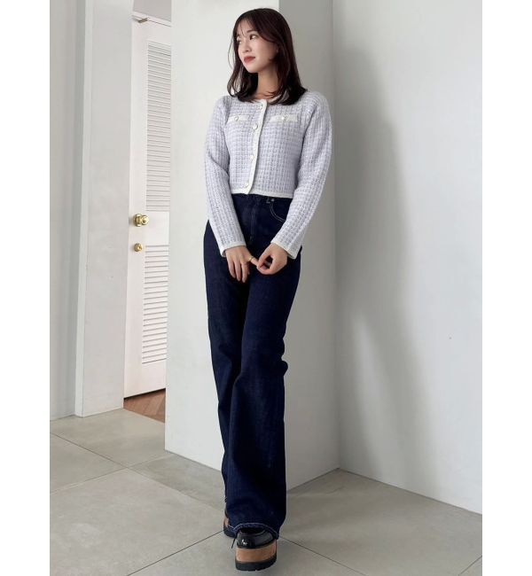 dazzlin「ツイードライクショートニットジャケット」|カーディガン|