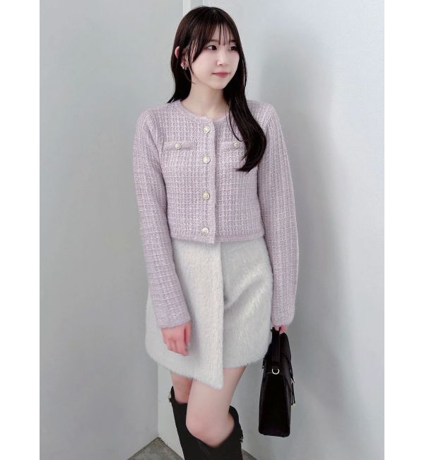 dazzlin「ツイードライクショートニットジャケット」|カーディガン|