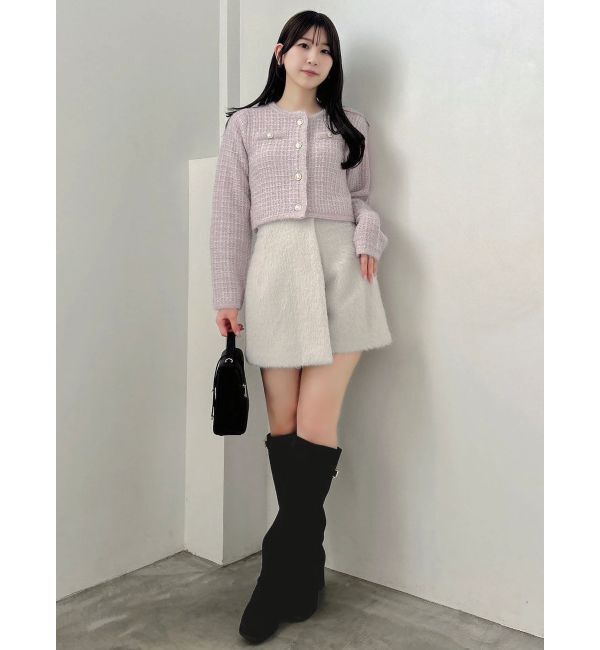 dazzlin「ツイードライクショートニットジャケット」|カーディガン|