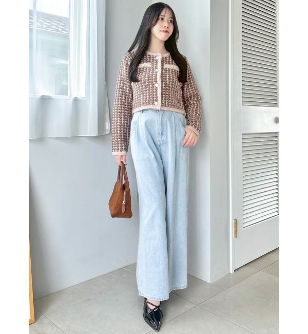 dazzlin「ツイードライクショートニットジャケット」|カーディガン|