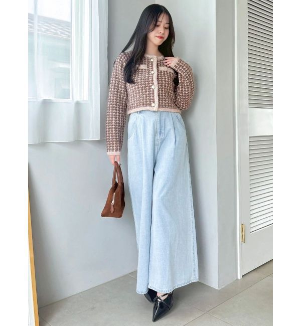 dazzlin「ツイードライクショートニットジャケット」|カーディガン|