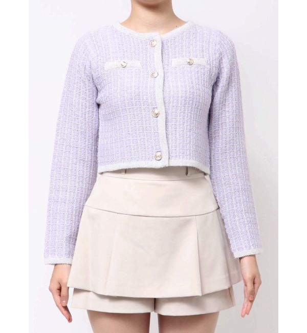 dazzlin「ツイードライクショートニットジャケット」|カーディガン|