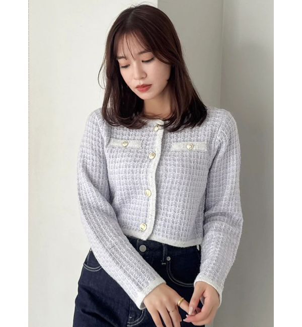 dazzlin「ツイードライクショートニットジャケット」|カーディガン|