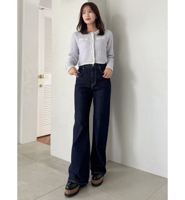 dazzlin「ツイードライクショートニットジャケット」|カーディガン|