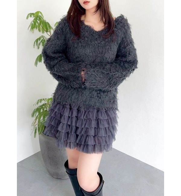 dazzlin「ボリュームフリルチュールミニスカート」|スカート|