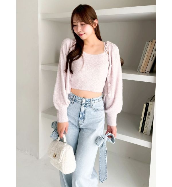 dazzlin「ミニシャギーラメニットカーデトップス」|カーディガン|