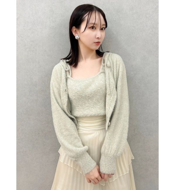 dazzlin「ミニシャギーラメニットカーデトップス」|カーディガン|
