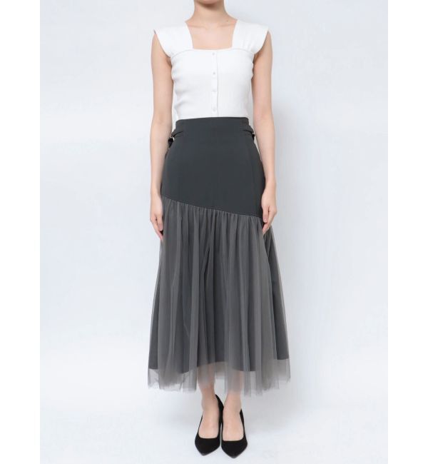 MERCURYDUO「コルセットチュールドッキングフレアスカート」|スカート|