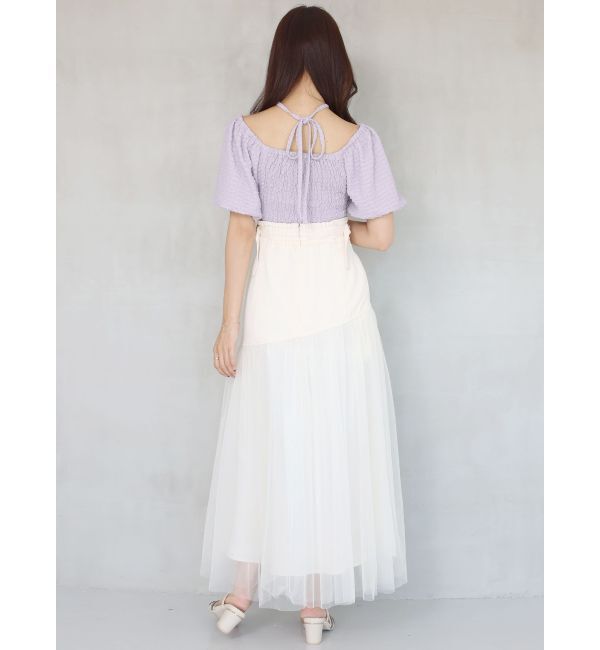 MERCURYDUO「コルセットチュールドッキングフレアスカート」|スカート|