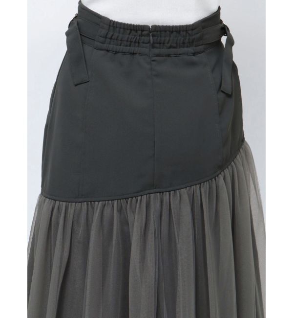 MERCURYDUO「コルセットチュールドッキングフレアスカート」|スカート|