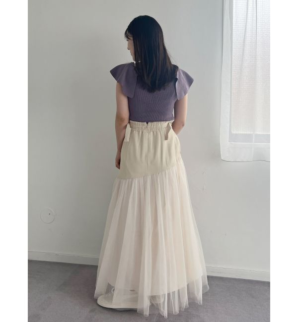 MERCURYDUO「コルセットチュールドッキングフレアスカート」|スカート|