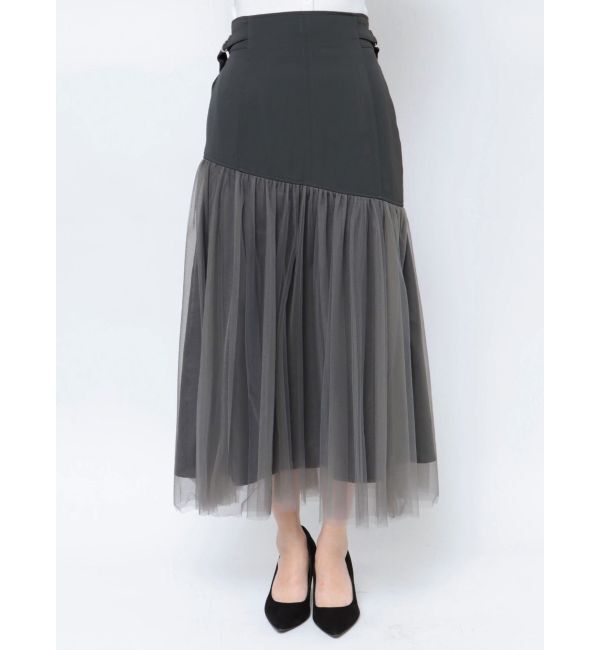 MERCURYDUO「コルセットチュールドッキングフレアスカート」|スカート|