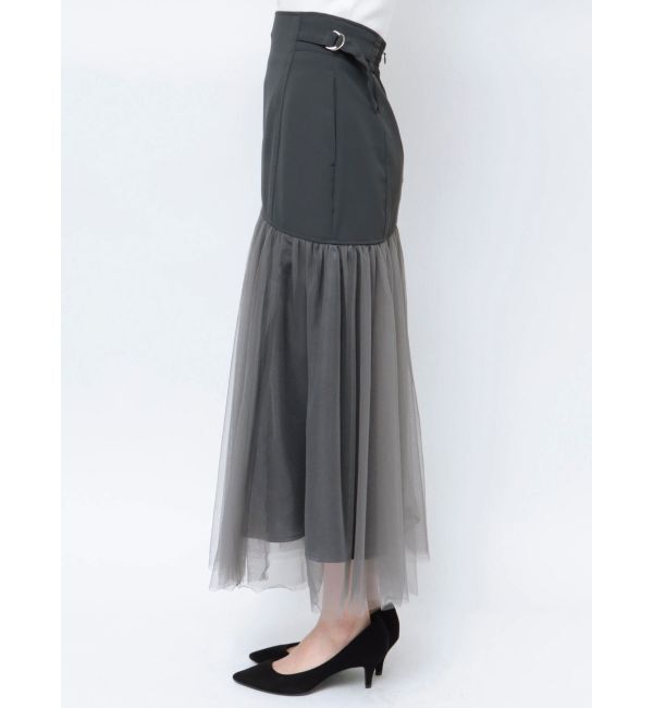 MERCURYDUO「コルセットチュールドッキングフレアスカート」|スカート|