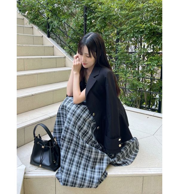 MERCURYDUO「フェイクレザービスチェドッキングキャミワンピース」|ワンピース|