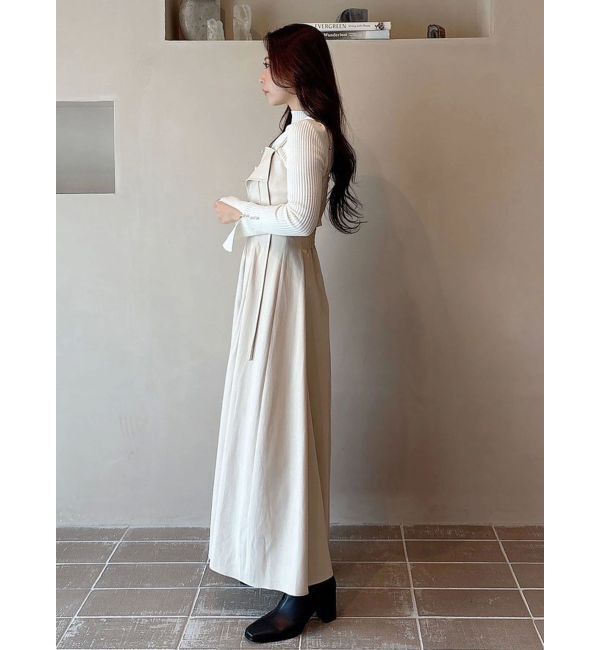 MERCURYDUO「フェイクレザービスチェドッキングキャミワンピース」|ワンピース|