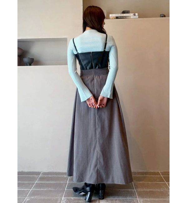 MERCURYDUO「フェイクレザービスチェドッキングキャミワンピース」|ワンピース|