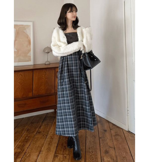 MERCURYDUO「フェイクレザービスチェドッキングキャミワンピース」|ワンピース|