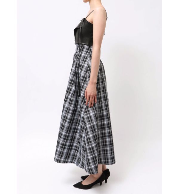 MERCURYDUO「フェイクレザービスチェドッキングキャミワンピース」|ワンピース|