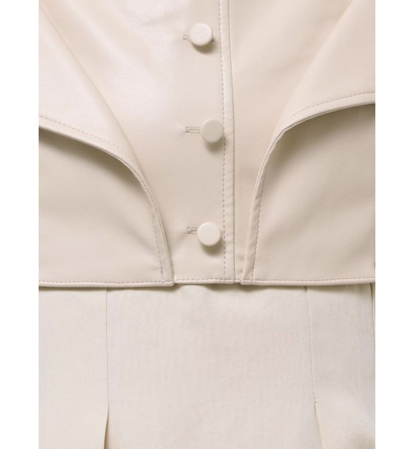 MERCURYDUO「フェイクレザービスチェドッキングキャミワンピース」|ワンピース|