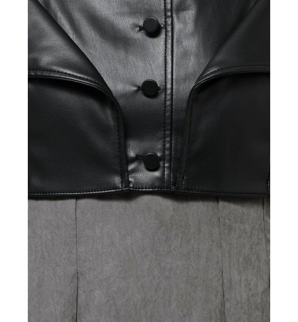 MERCURYDUO「フェイクレザービスチェドッキングキャミワンピース」|ワンピース|