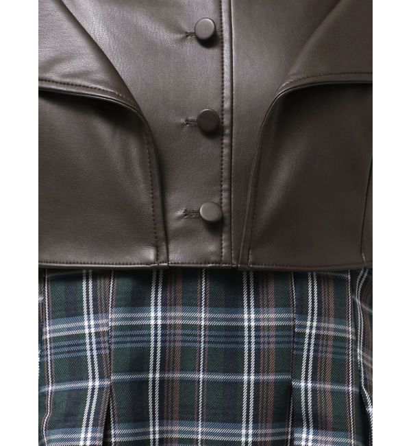 MERCURYDUO「フェイクレザービスチェドッキングキャミワンピース」|ワンピース|