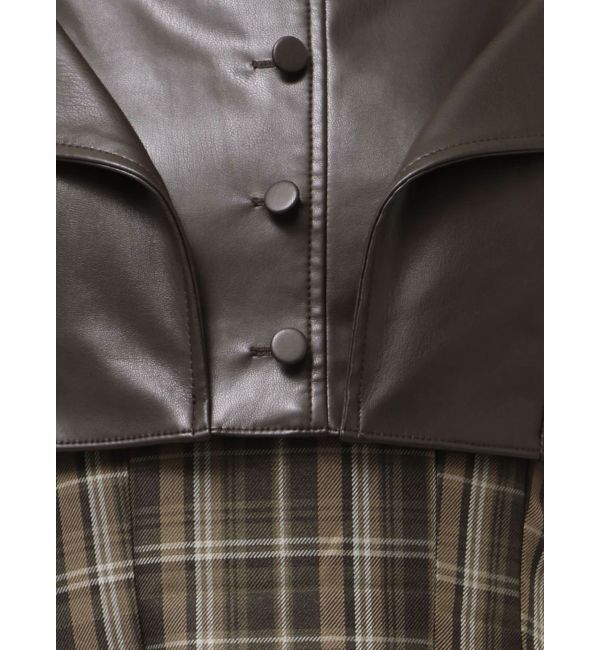 MERCURYDUO「フェイクレザービスチェドッキングキャミワンピース」|ワンピース|