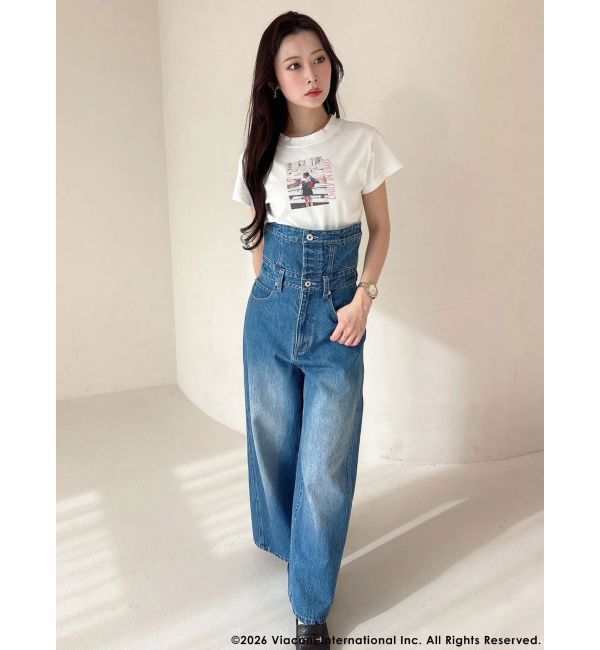 MERCURYDUO「【EMILY IN PARISコラボ】2WAYハイウエストワイドデニムパンツ」|その他|